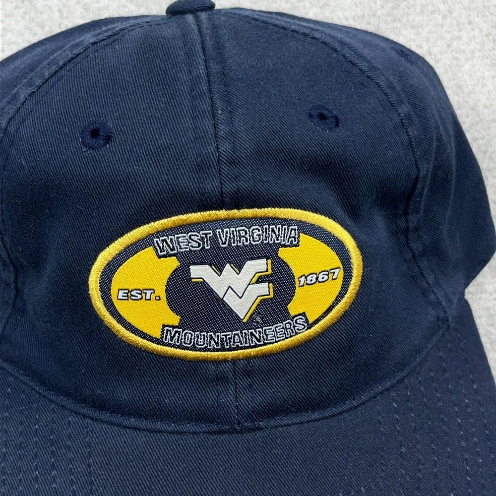 West Virginia Mountaineers WVU Hat Cap Strap Back Navy Blue Adjustable Dad Twill